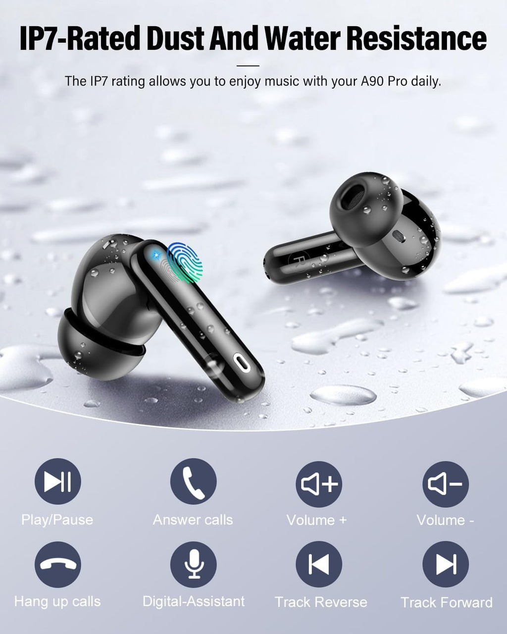 Wireless Noise Cancelling Earbuds Bluetooth In-Ear Headphones with Charging Case Audio