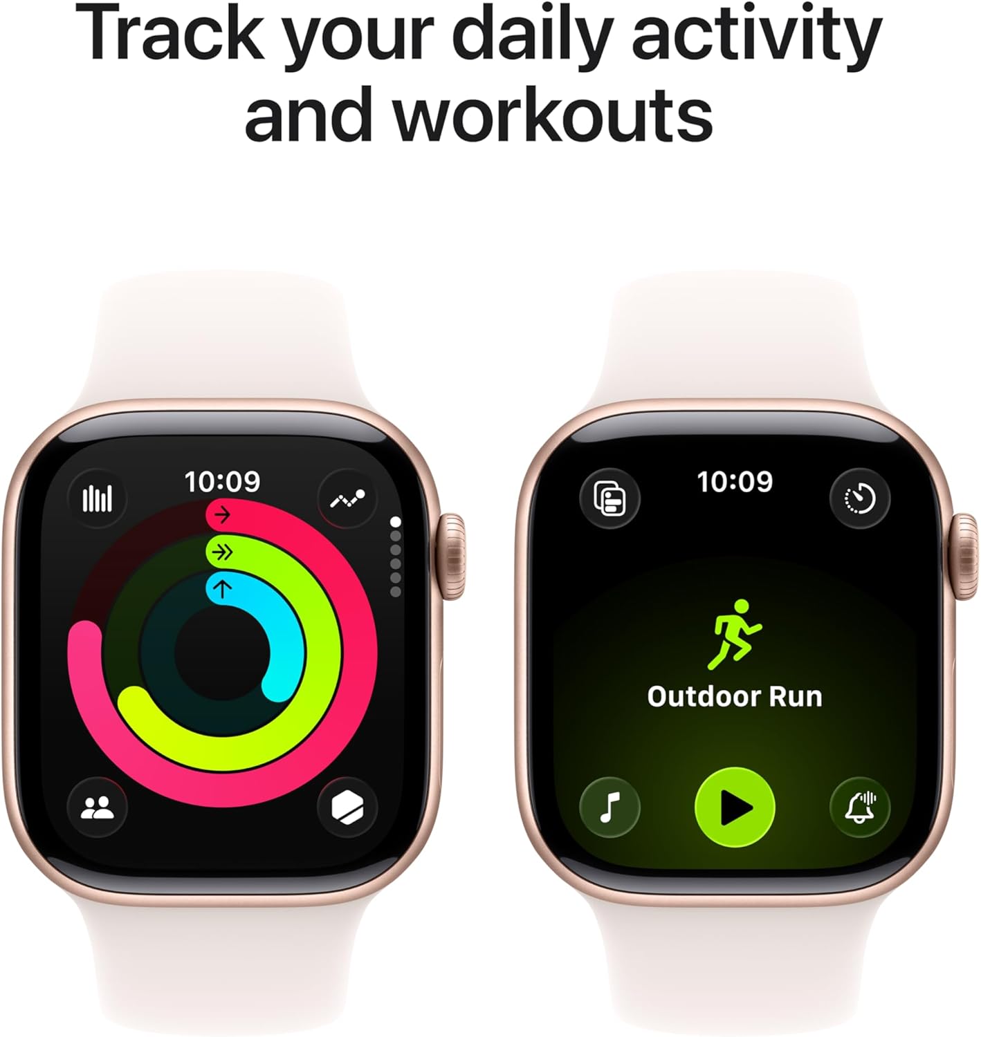 GPS Smartwatch 42mm Rose Gold Aluminum Case Sport Band Wearable Device