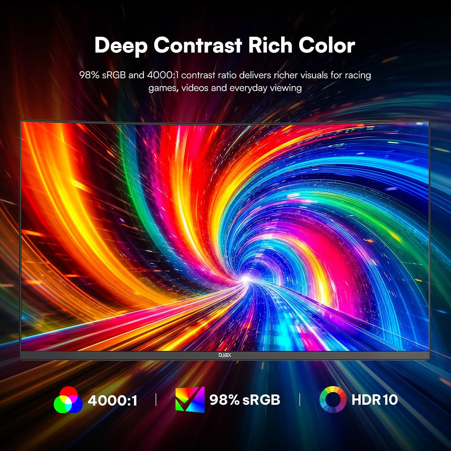 DJiEX 24 Inch Curved Gaming Monitor, FHD(1920 x1080), 180Hz | MPRT 1ms, 98% sRGB, FreeSync, HDMI DP Ports, Frameless, HDR10, VESA Mount75*75mm, Ideal for...