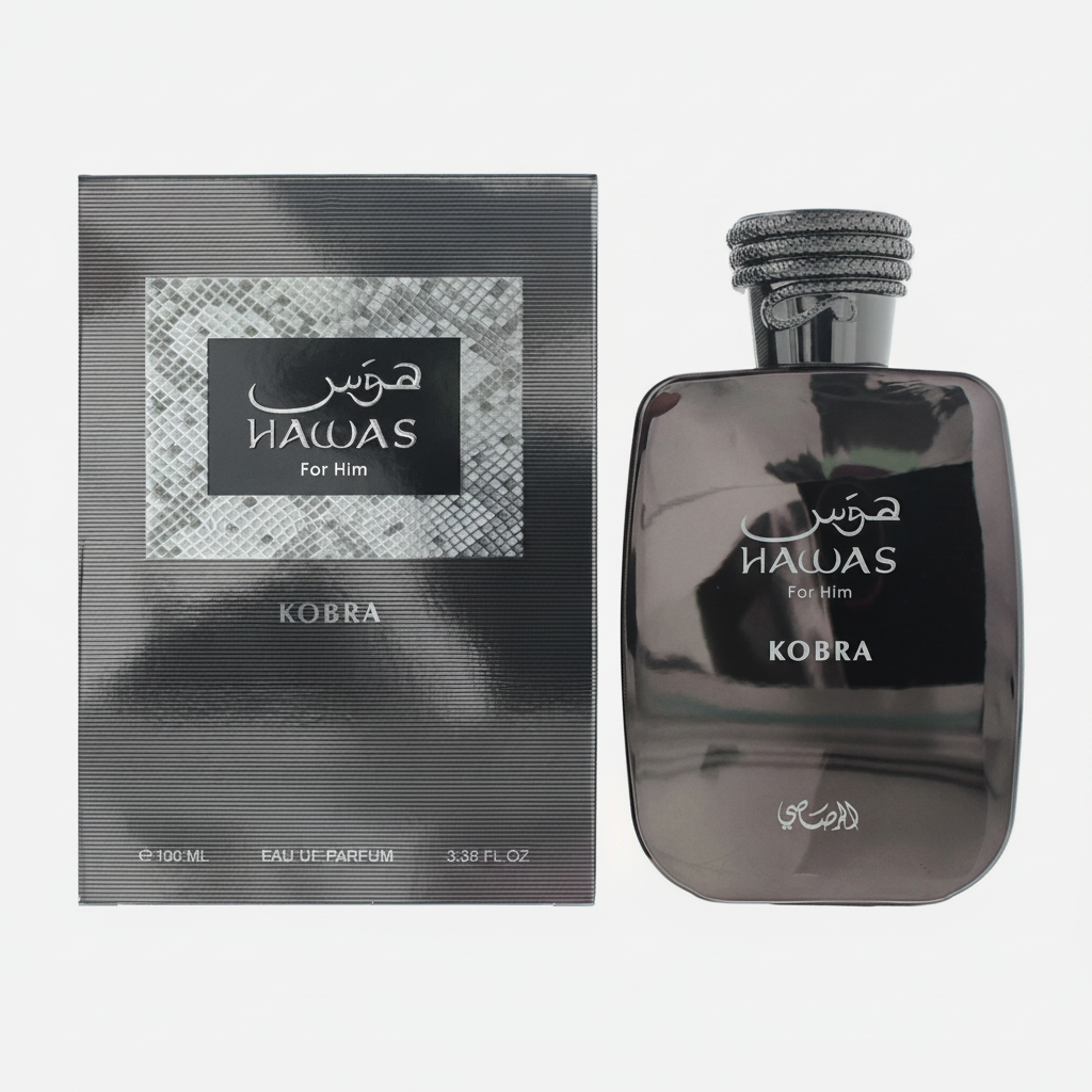 Rasasi Hawas Kobra For Him EDP - Box and Bottle